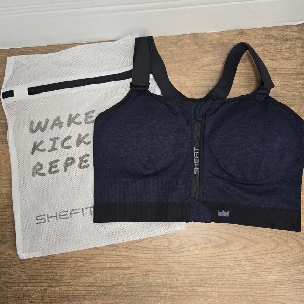 SHEFIT Low Impact Sports Bra Heathered Indigo sz 2Luxe Brand New